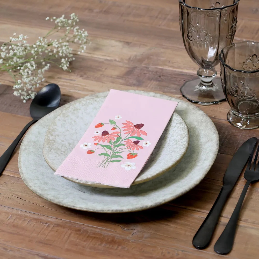 Chic Antique - Papierservietten Rosa mit Erdbeeren und Blumen