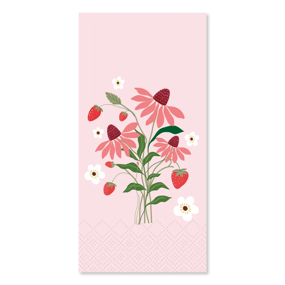 Chic Antique - Papierservietten Rosa mit Erdbeeren und Blumen
