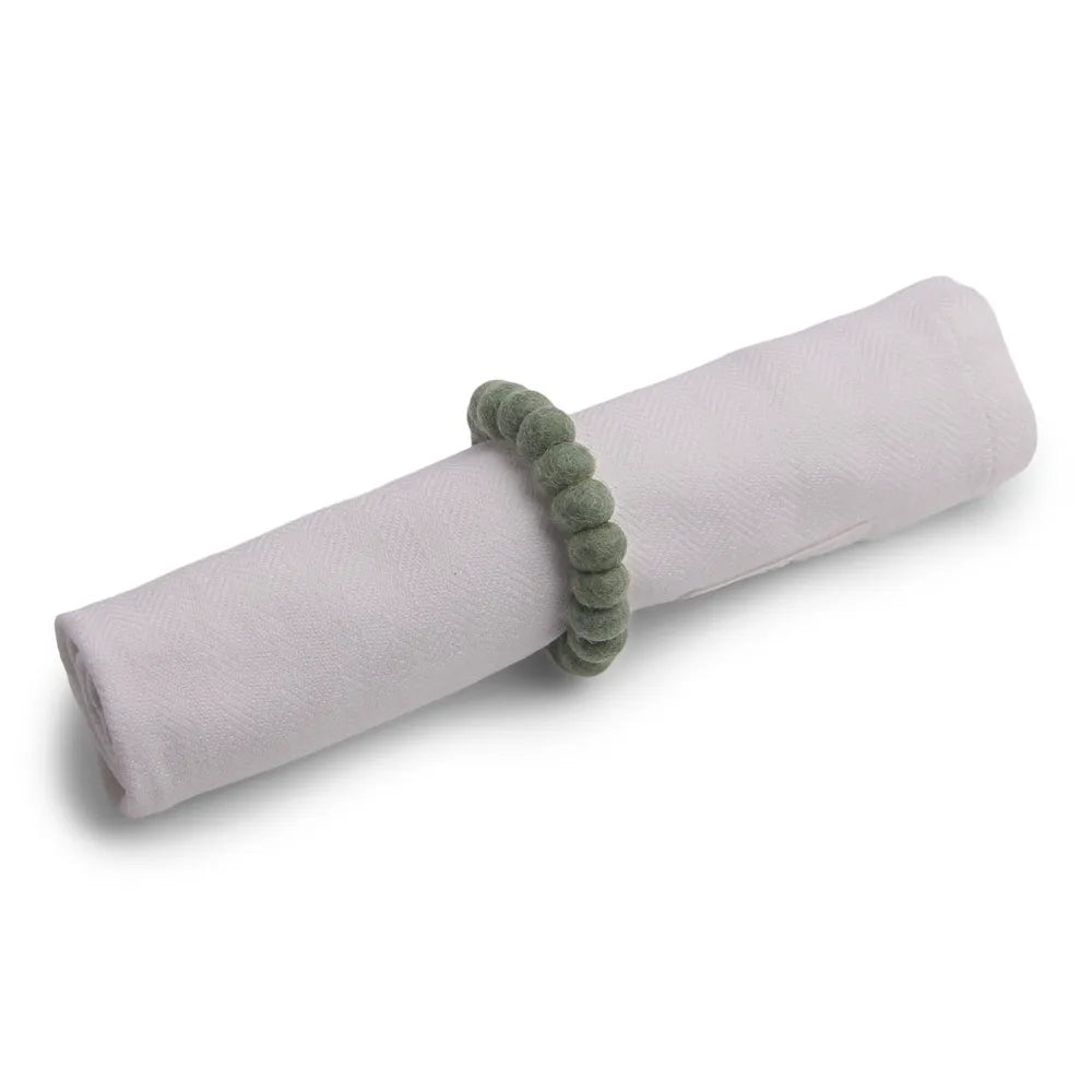 Gry & Sif - Serviettenring Filzkugeln Dusty Light Green 2er Set