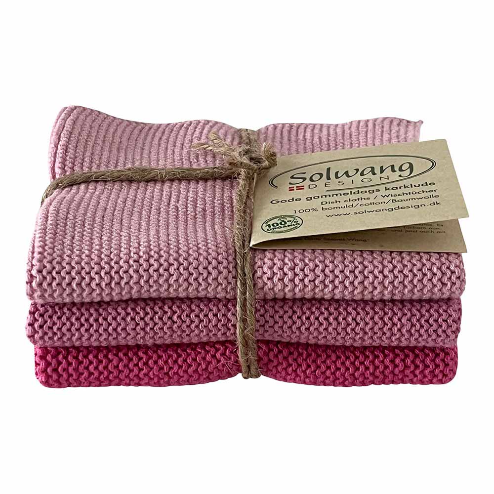 Solwang Wischtuch Set 'Azur Kombi Hell', 3 Stück Aus Bio-Baumwolle – Waschbar Bei 60°C, Ca. 25x25 Cm