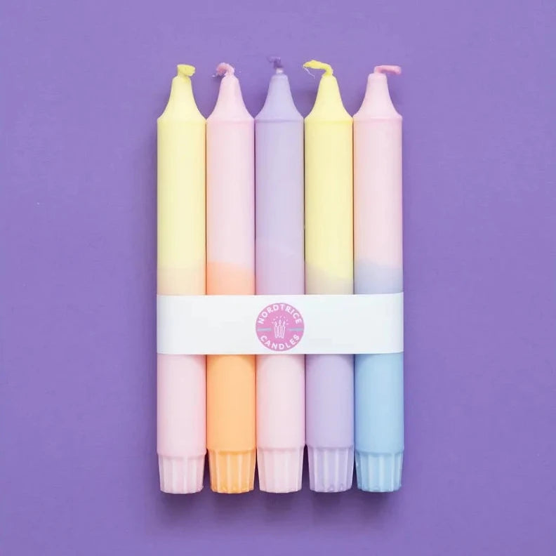 Nordtrice - 5er-Pack Stabkerzen Pastell Party Mix