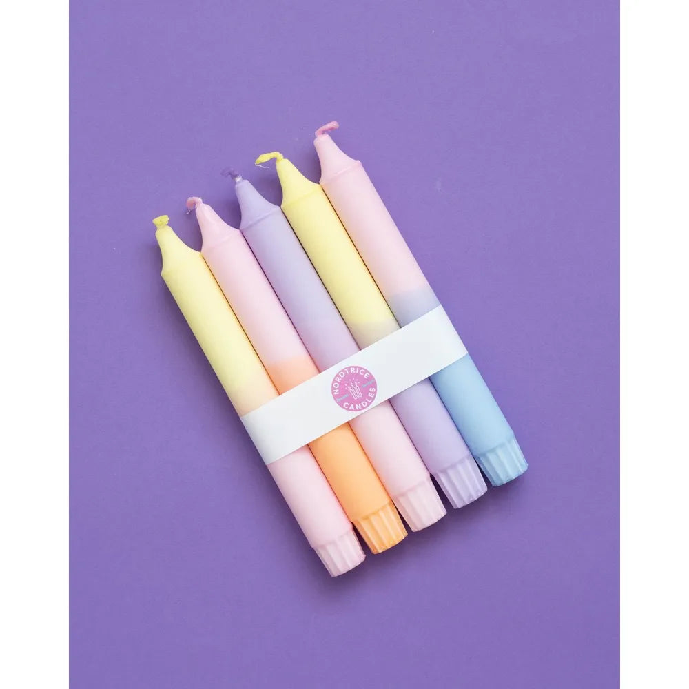 Nordtrice - 5er-Pack Stabkerzen Pastell Party Mix