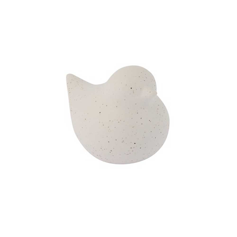 Die Storefactory – Ellen Huhn ist eine weiße Vogelfigur aus Keramik mit einer glatten, abgerundeten Form und dezenten Sprenkeln.