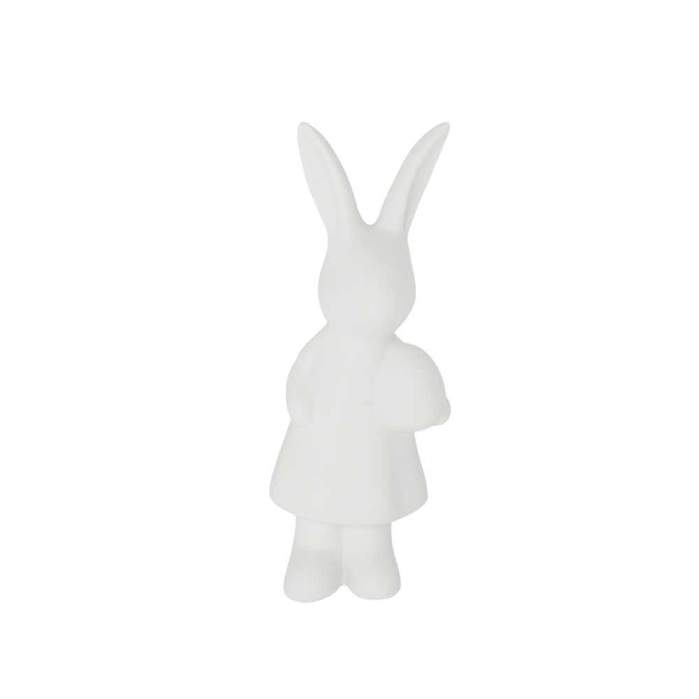 Eine schlichte weiße Figur von Storefactory – Ester Hase, aufrecht stehend mit humanoiden Gesichtszügen.