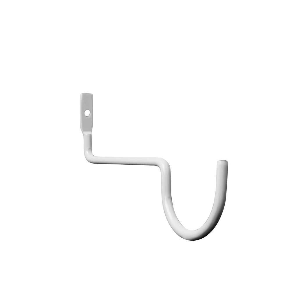Wir stellen den Storefactory – Krokabo Metallhaken Weiß vor, einen weißen Wandhaken aus Metall mit schlankem, geschwungenem Design und einem einzigen Schraubenloch zur einfachen Montage.
