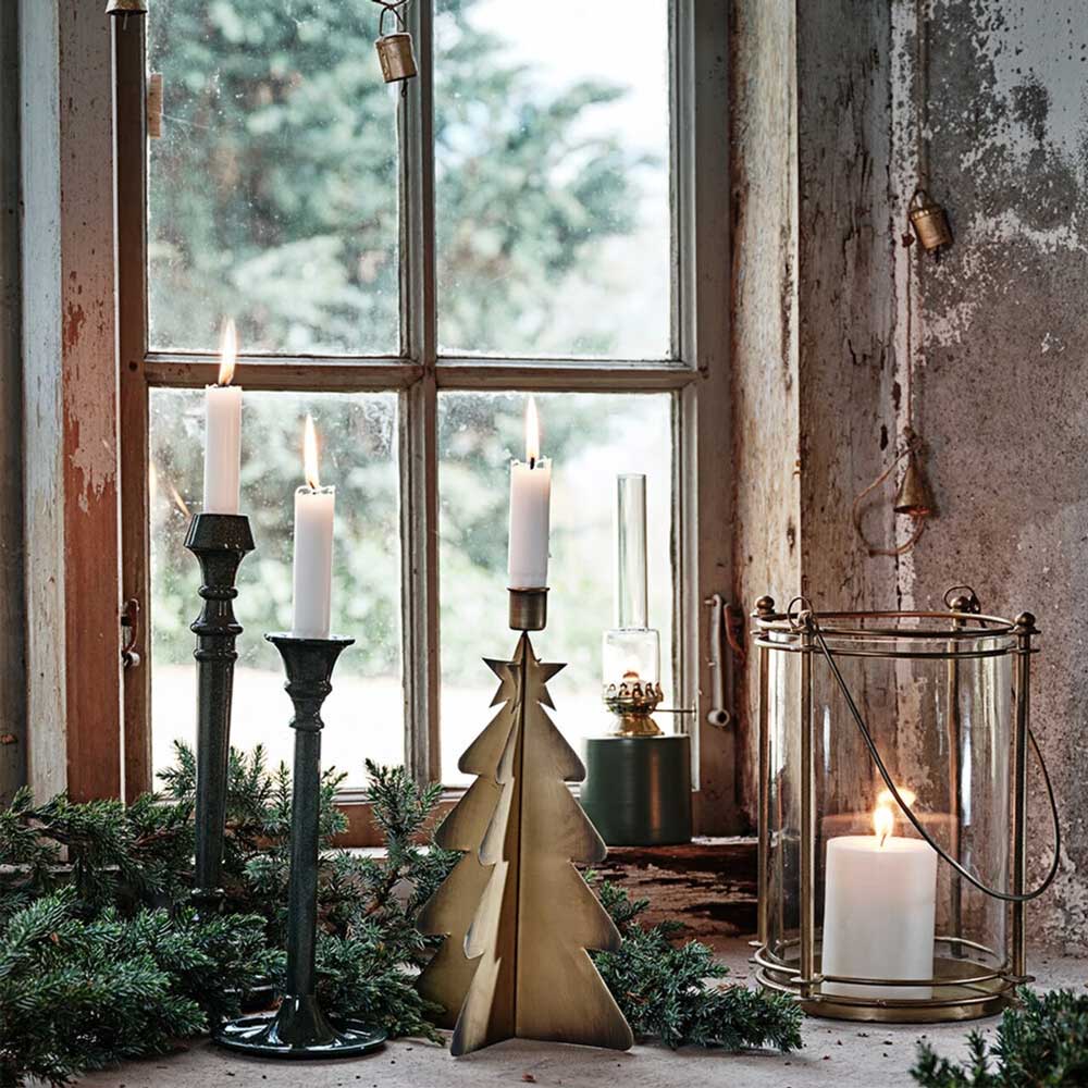 Kerzenhalter Weihnachtsbaum antik Messing