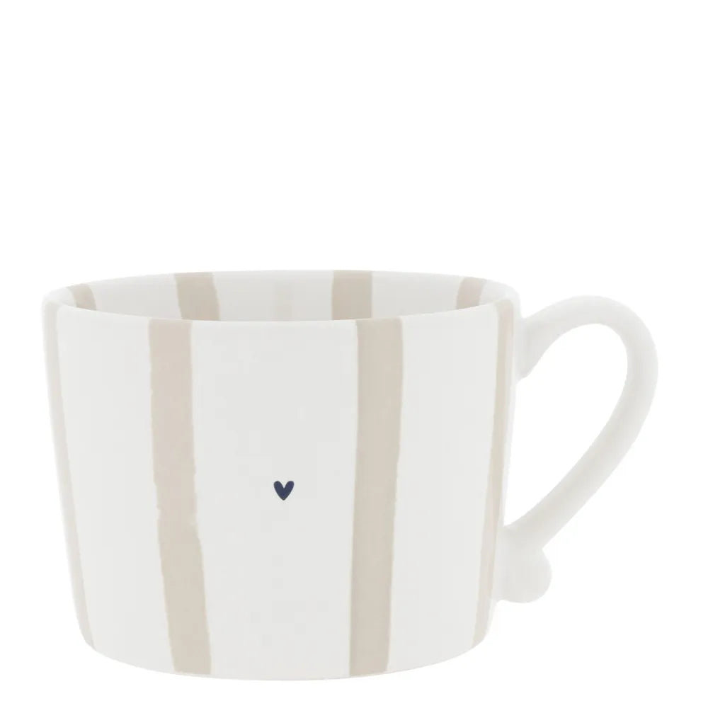 Bastion Collections - Tasse Beige Gestreift mit Herz
