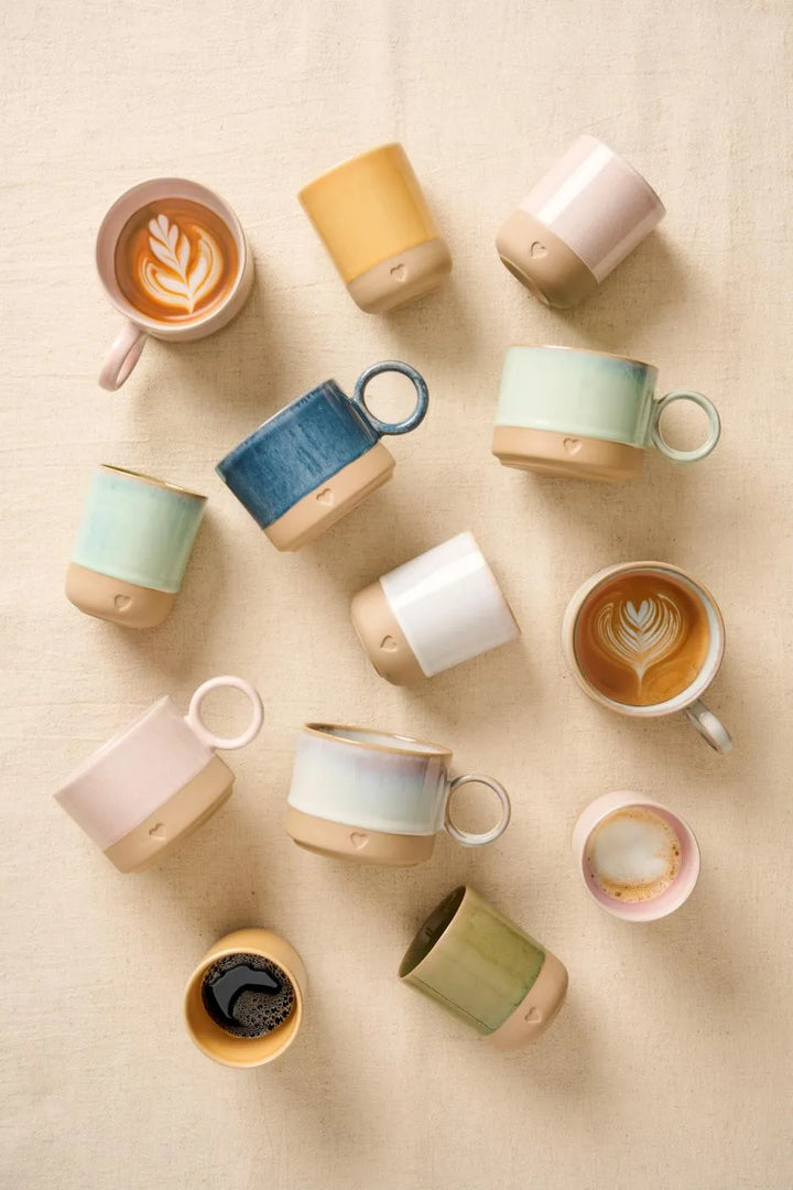 Ib Laursen - Tasse mit Henkel Heart mattbrauner Ton mit rosa Kante