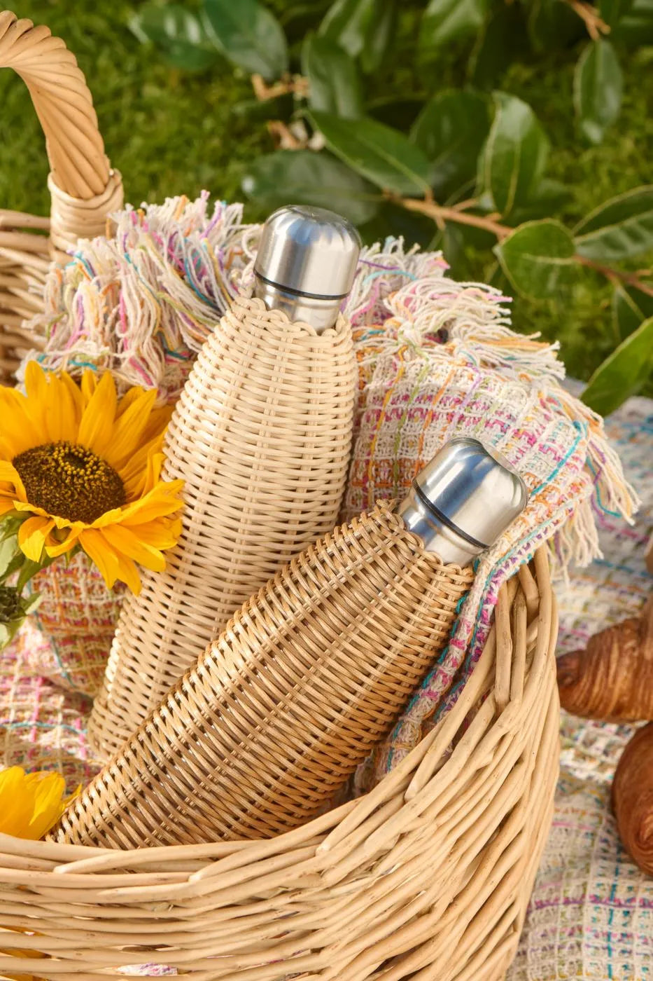 Ib Laursen - Thermosflasche braun Polyrattan handgeflochten