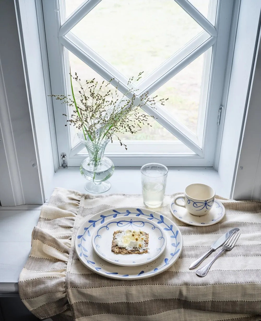 Strömshaga - Tischläufer Ida mit Streifen Beige Weiss
