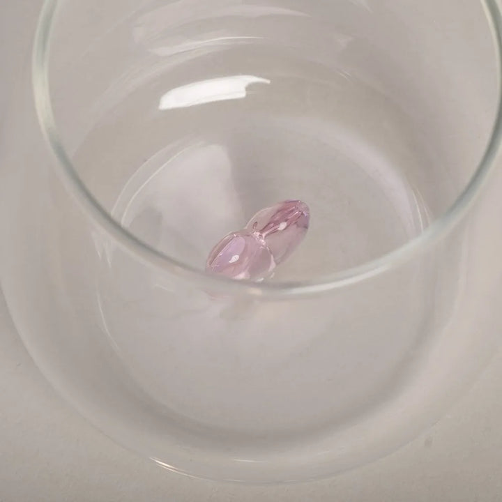 Eulenschnitt - Trinkglas Herzfigur rosa