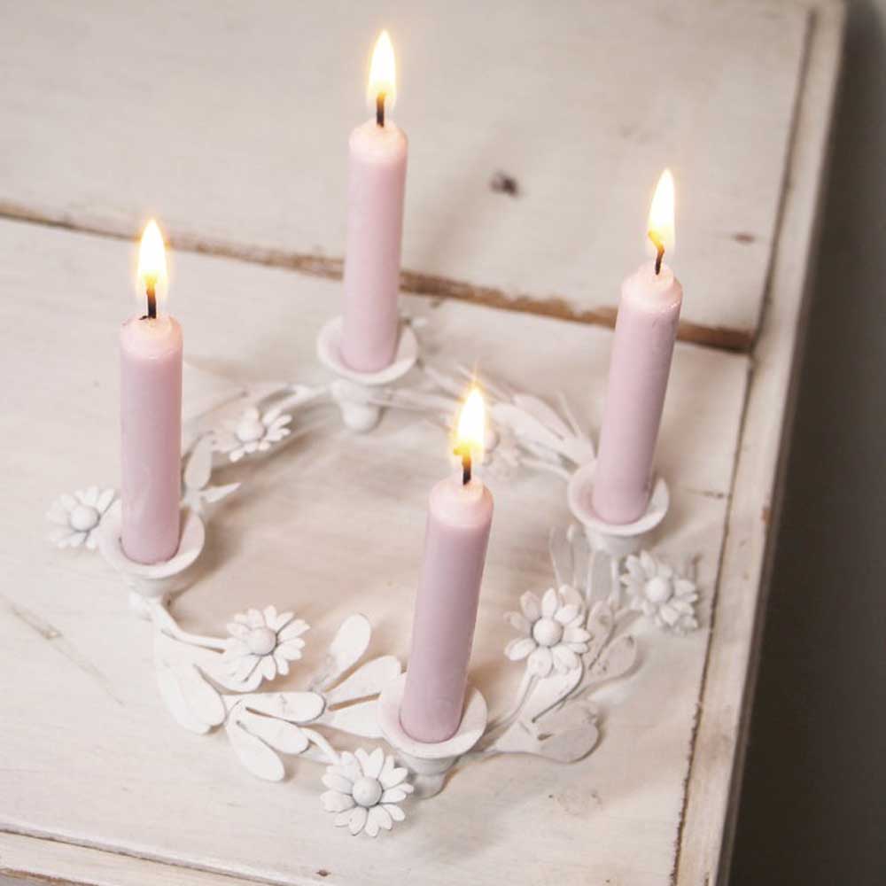 VL Home Kranz Kerzenhalter mit Blümchen 🕯️ Für 4 Kerzen – Alsaba