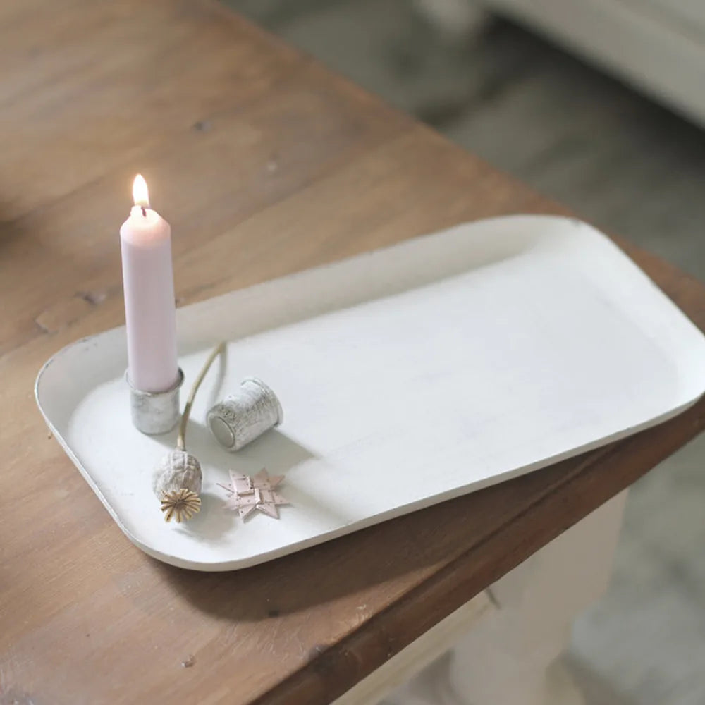 VL Home – Rechteckige Schale für Magnet-Kerzenhalter – Weiß – 30×17 cm