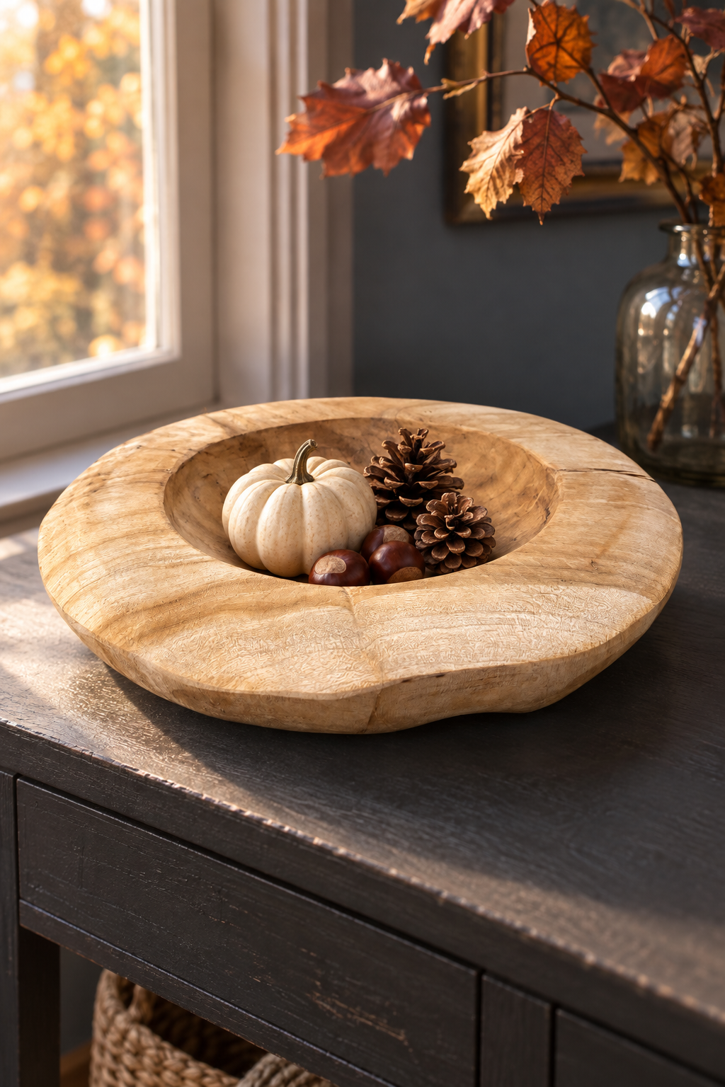 Runde Dekoschale aus Holz Ca. 28 X 6 cm, FSC 100% – Alsaba