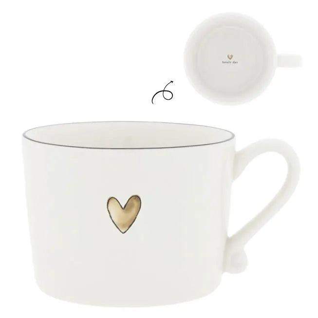 Bastion Collections Tasse Steinzeug Herz Weiß 10 cm