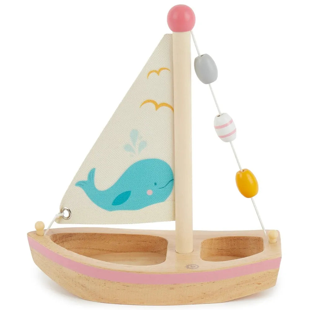 Bieco Spielwaren Holzsegelschiff mit Walmotiv FSC®