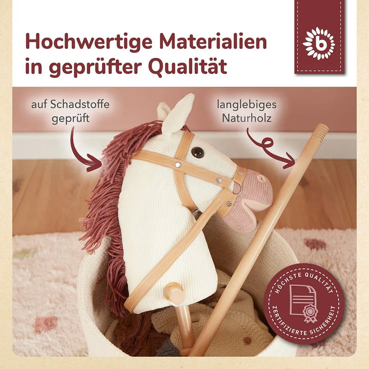 Bieco Steckentiere mit Holzrädern – Ginger, Fine &amp; Mika — Pferd Ginger