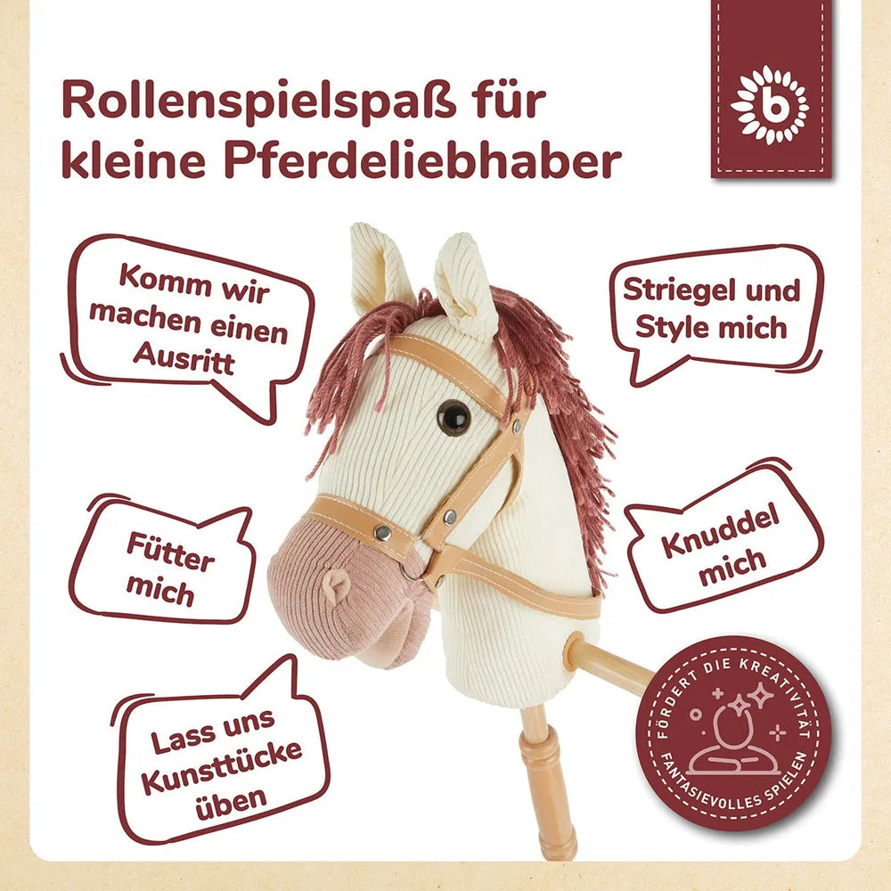 Bieco Steckentiere mit Holzrädern – Ginger, Fine &amp; Mika — Pferd Ginger