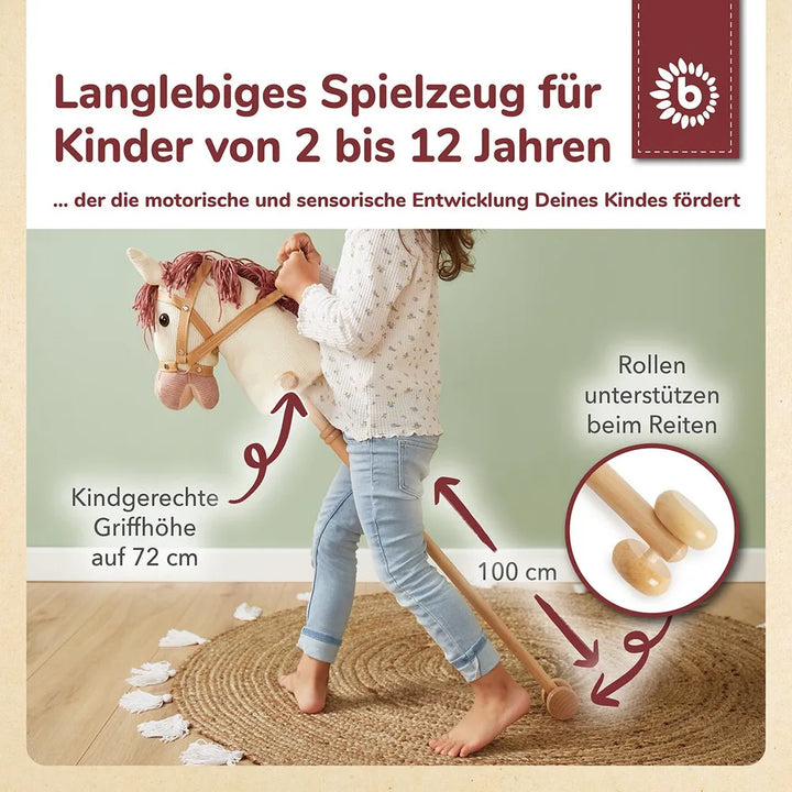 Bieco Steckentiere mit Holzrädern – Ginger, Fine &amp; Mika — Pferd Ginger