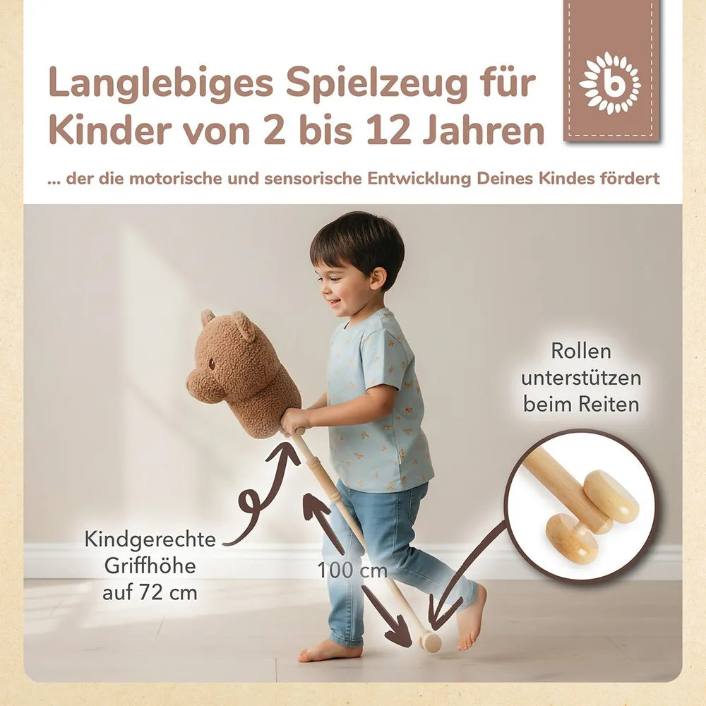 Bieco Spielwaren Stofftier Steckentier Bär Mika Holz