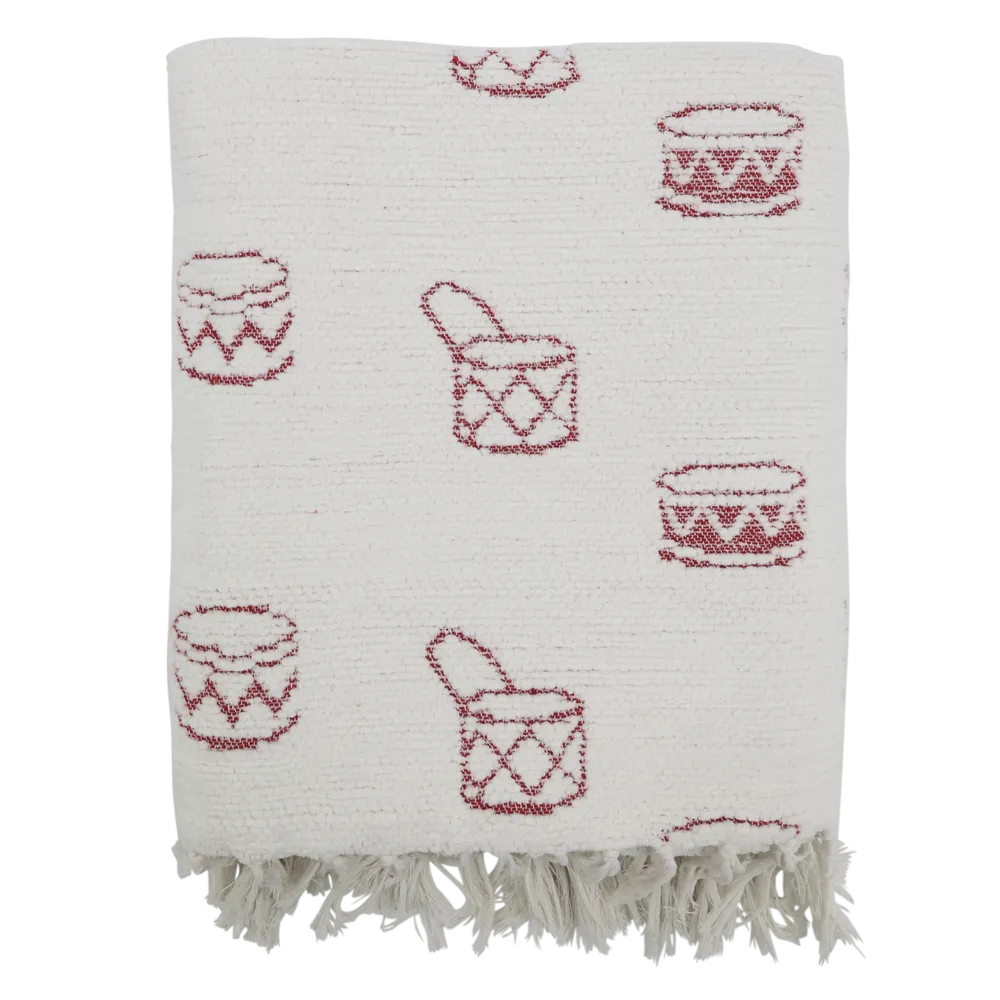 Chic Antique Plaid Chenille Aix Trommel Dessin Creme