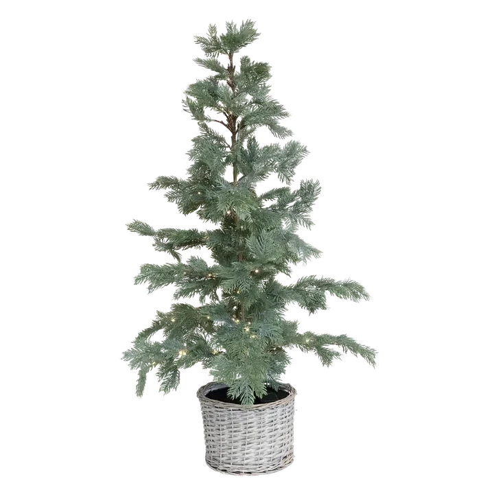 Chic Antique Tannenbaum Fleur Weidenkorb LED Grün