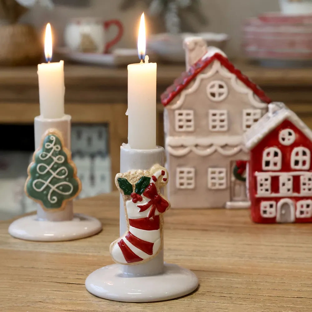 Chic Antique Kerzenständer Weihnachtsstrumpf Dolomit, Ø 8 cm – Alsaba