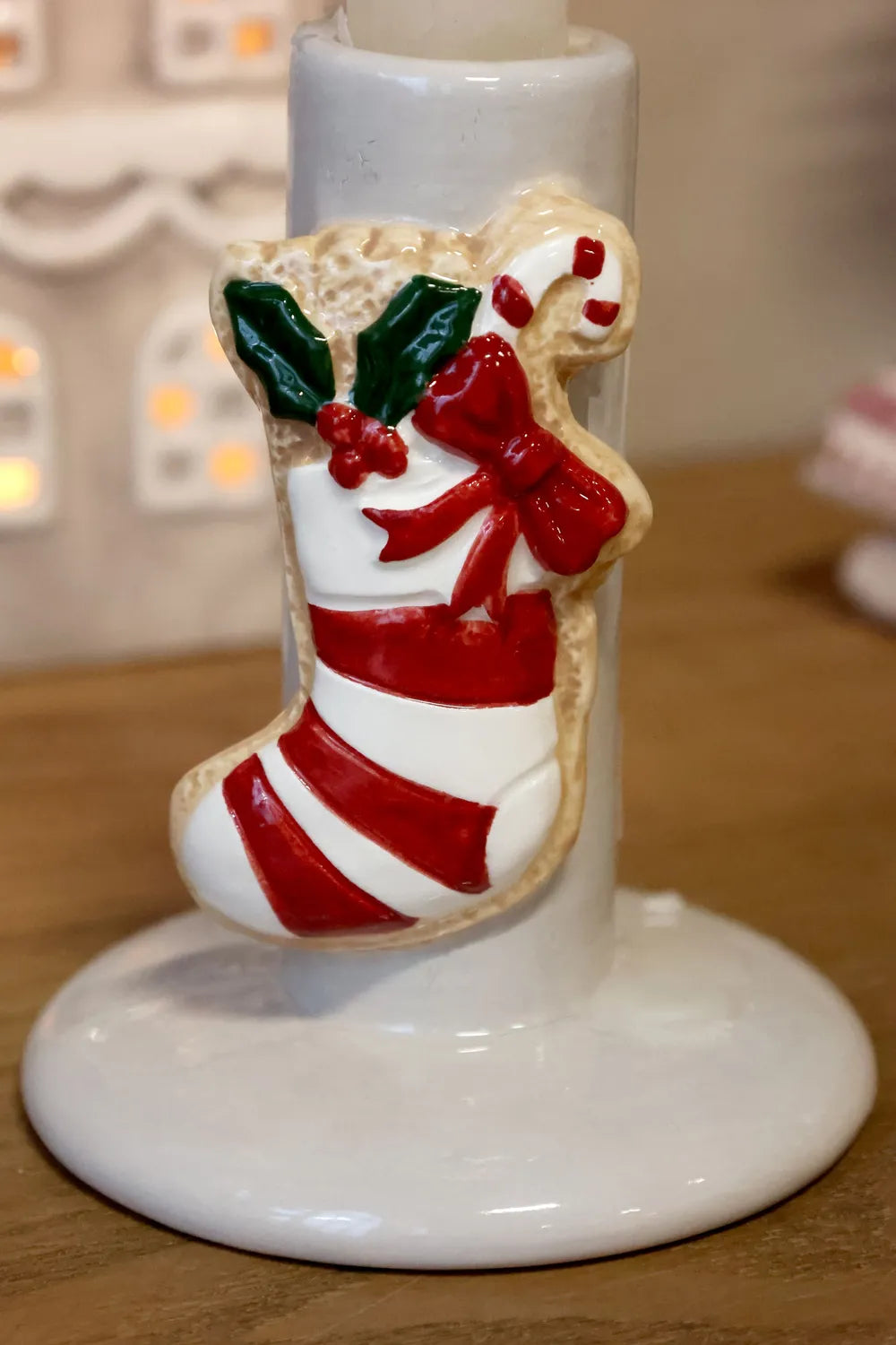 Chic Antique Kerzenständer Weihnachtsstrumpf Dolomit, Ø 8 cm – Alsaba