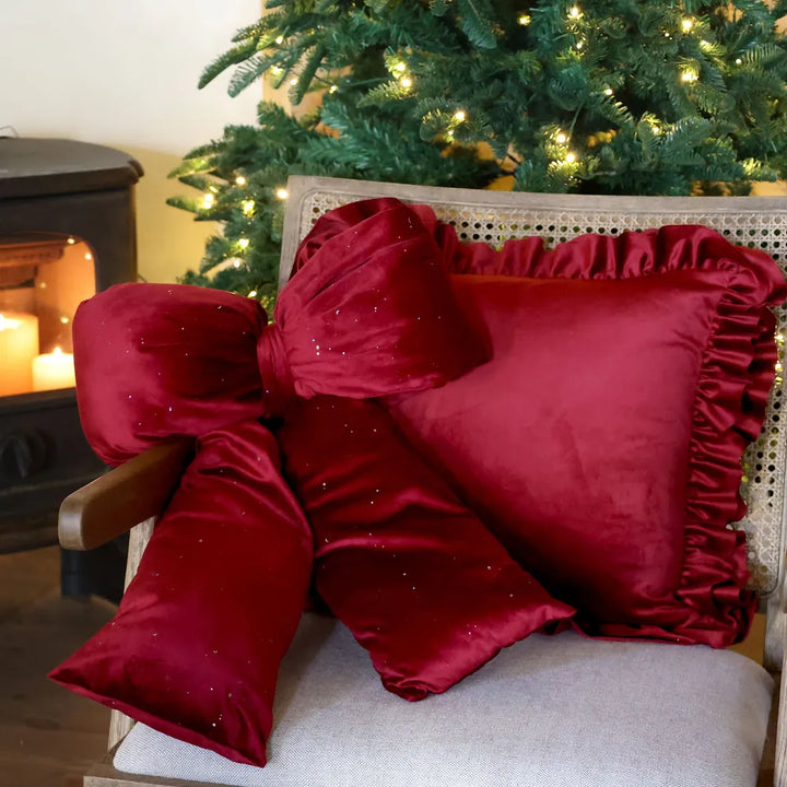 Chic Antique Dekoschleife aus Velours mit Glitzer