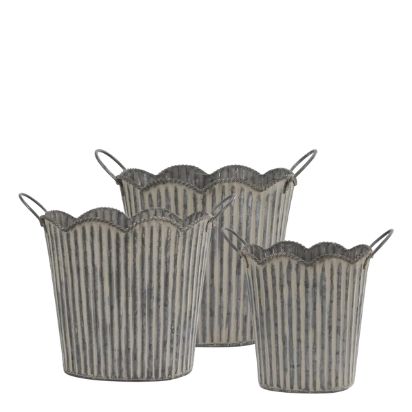 Chic Antique - Übertopf mit Rillen und Griffen 3er-Set