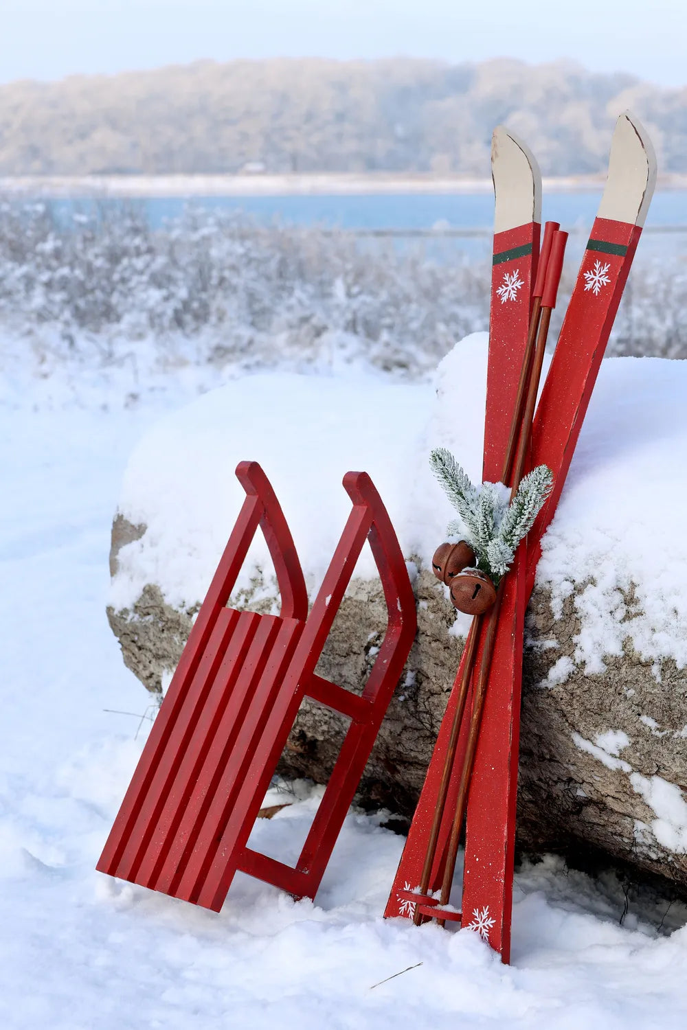 Chic Antique Weihnachtsdeko Vintage Ski Stöcken