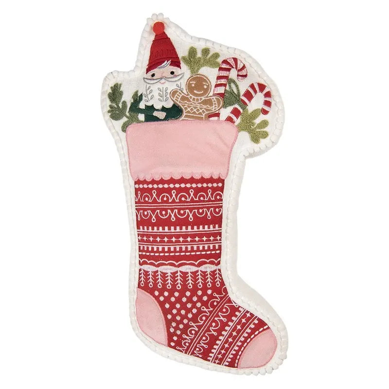 Clayre & Eef. Kissen Dekokissen Weihnachtsstrumpf