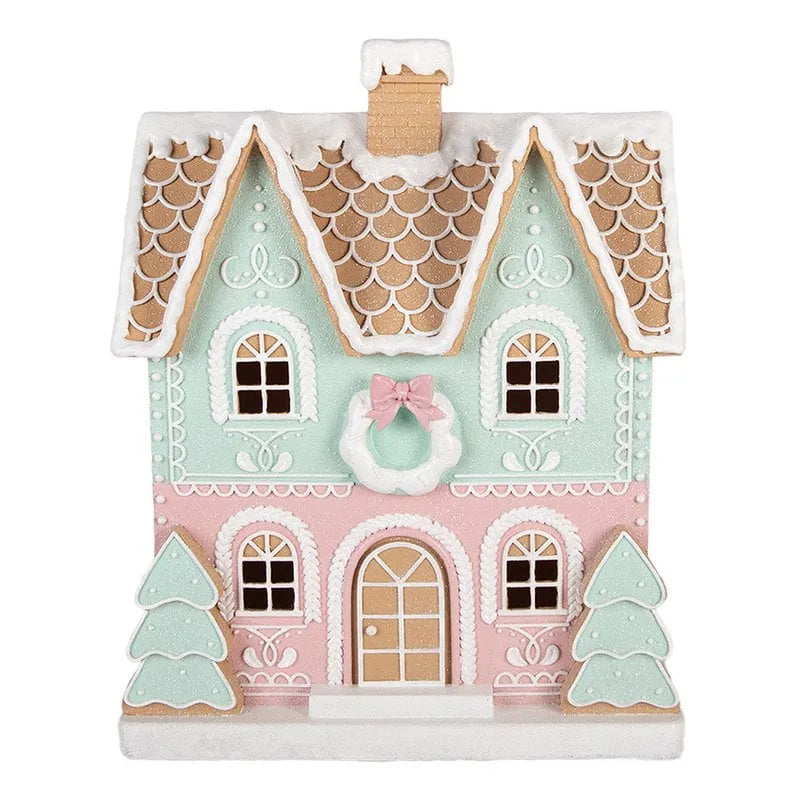 Clayre &amp; Eef. Lebkuchenhaus Dekofigur Pastellfarben