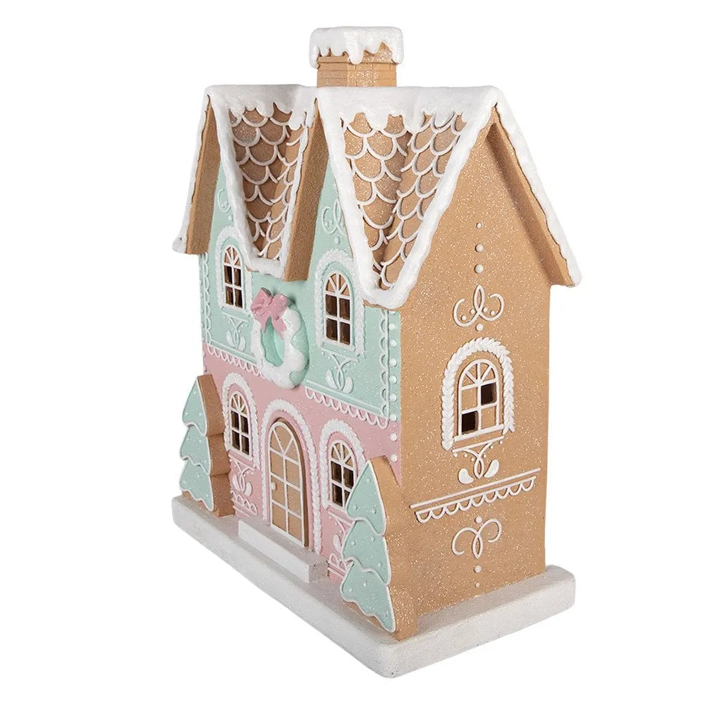 Clayre &amp; Eef. Lebkuchenhaus Dekofigur Pastellfarben
