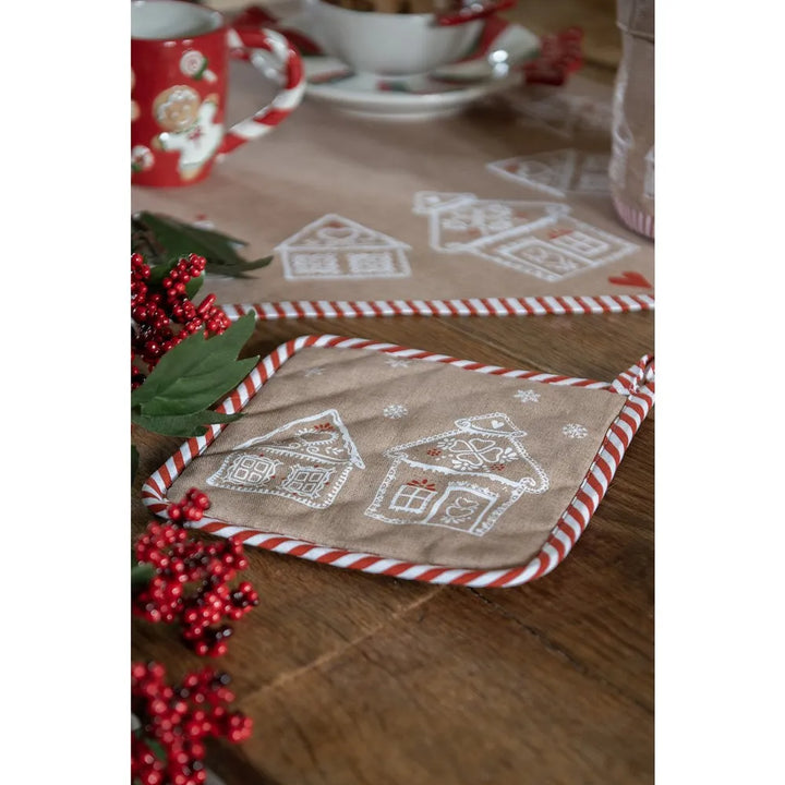 Clayre &amp; Eef. Topflappen Baumwolle Lebkuchenhaus