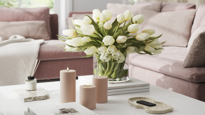 Deluxe Homeart LED-Blockkerze Real Flame Rosa