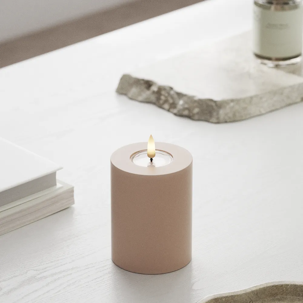 Deluxe Homeart LED-Blockkerze Real Flame Rosa