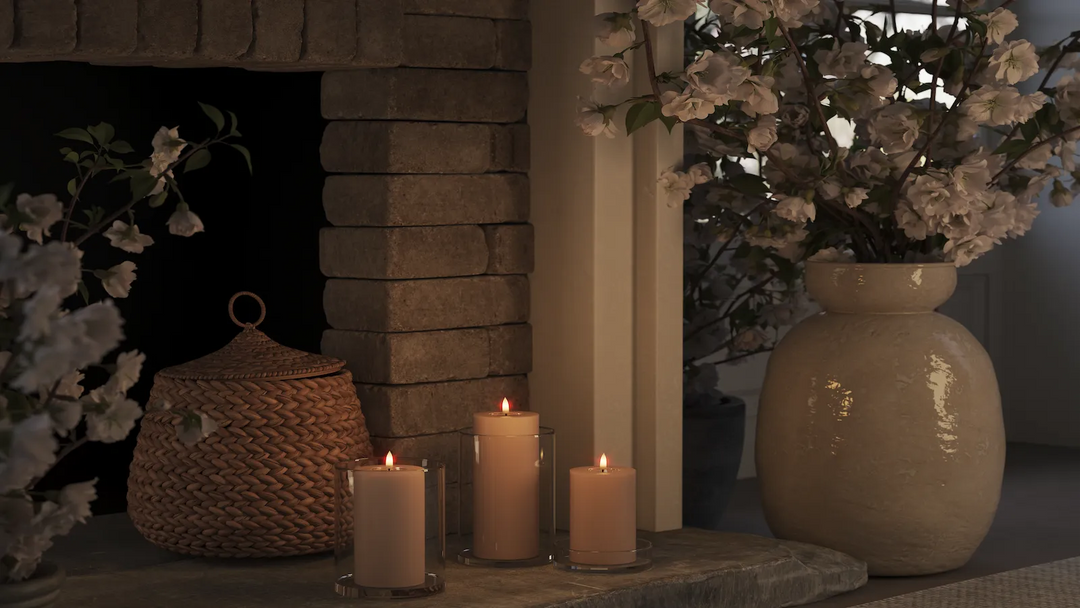 Deluxe Homeart LED-Blockkerze Real Flame Rosa 7,5 cm