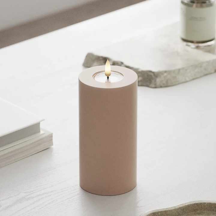 Deluxe Homeart LED Kerze Blockkerze Real Flame Rosa