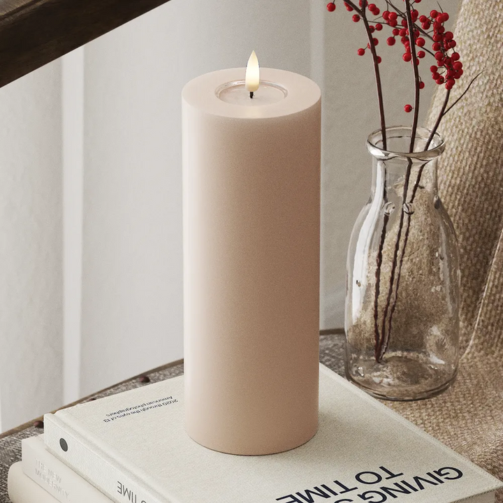 Deluxe Homeart LED-Blockkerze Real Flame in Rosa
