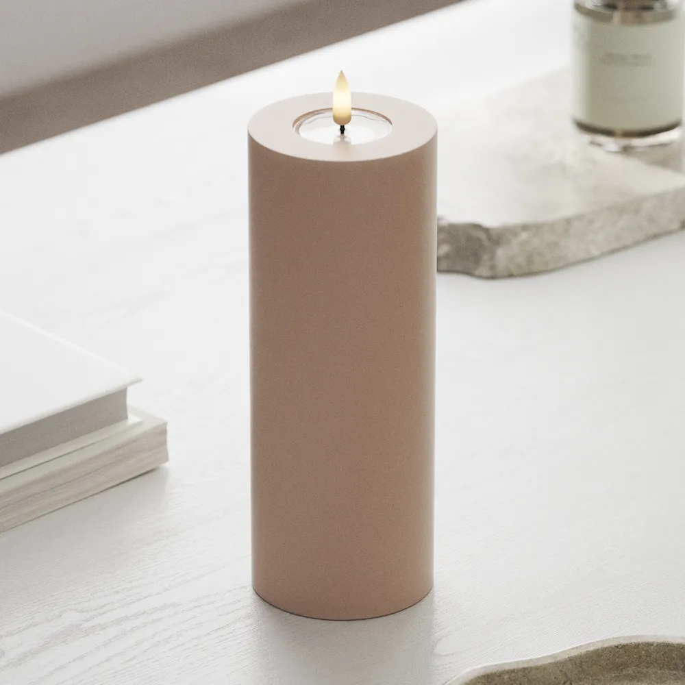 Deluxe Homeart LED-Blockkerze Real Flame in Rosa
