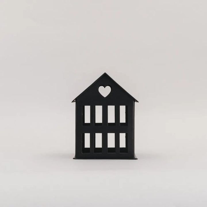 Eulenschnitt Deko-Metallhaus Mini in Mattschwarz