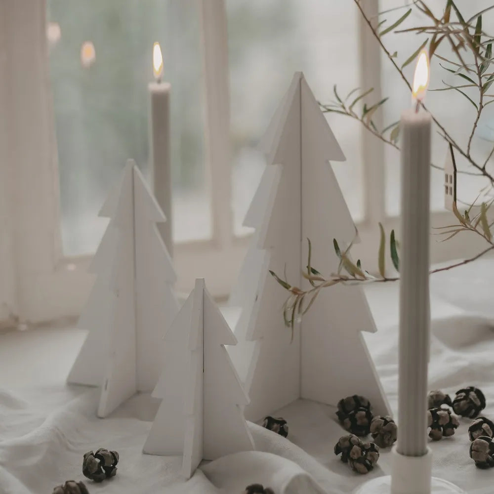 Eulenschnitt Tannenbaum Tannenbäume Holz Set Weiß