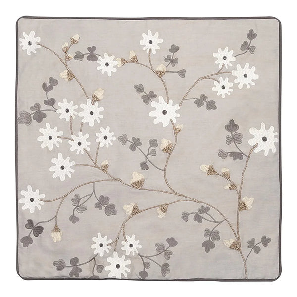 GreenGate - Kissenbezug Emina Grau mit Stickerei
