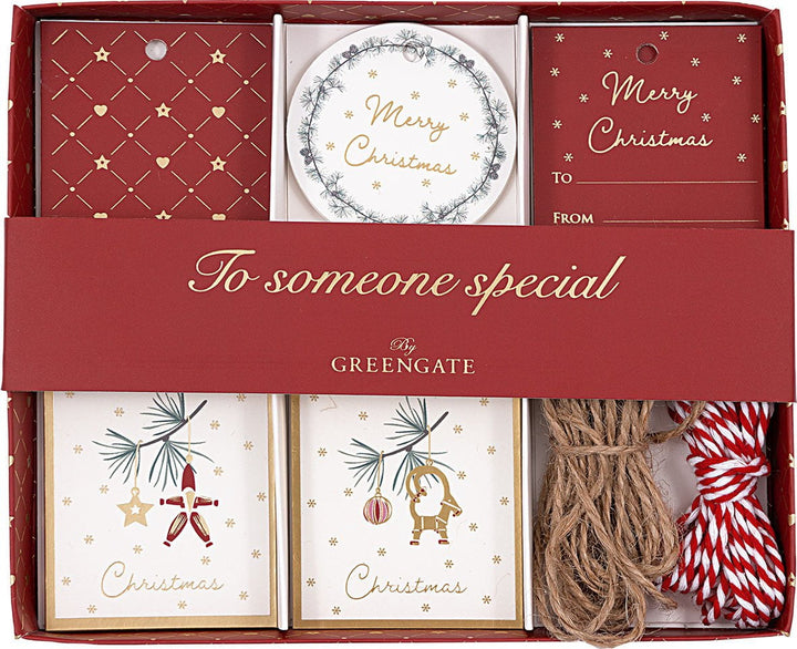 GreenGate - Juana Geschenkanhänger-Box White 25 Stück sortiert