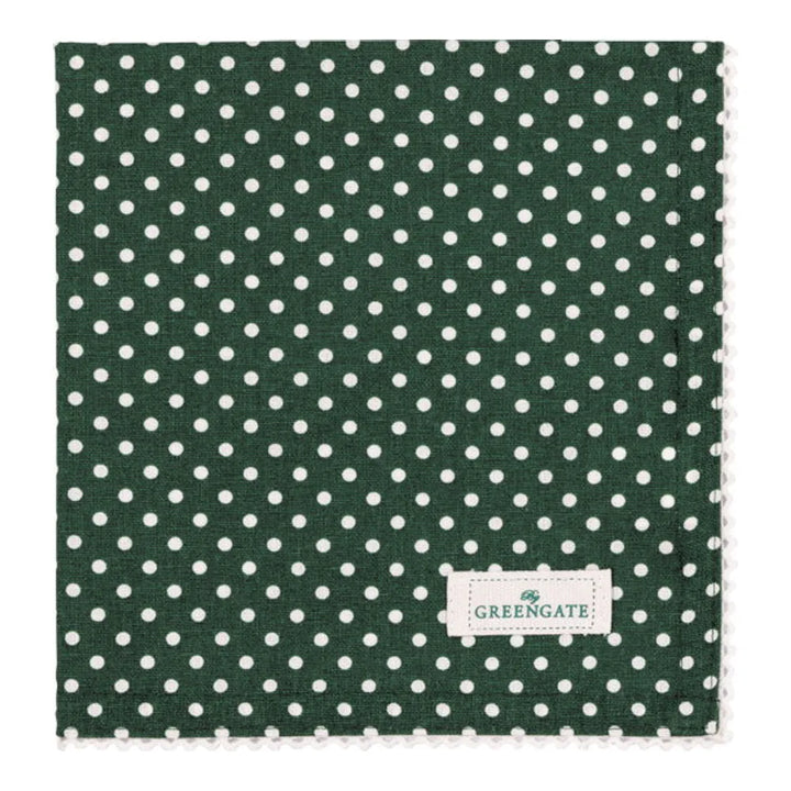 GreenGate - Dotty Serviette mit Spitze dunkelgrün