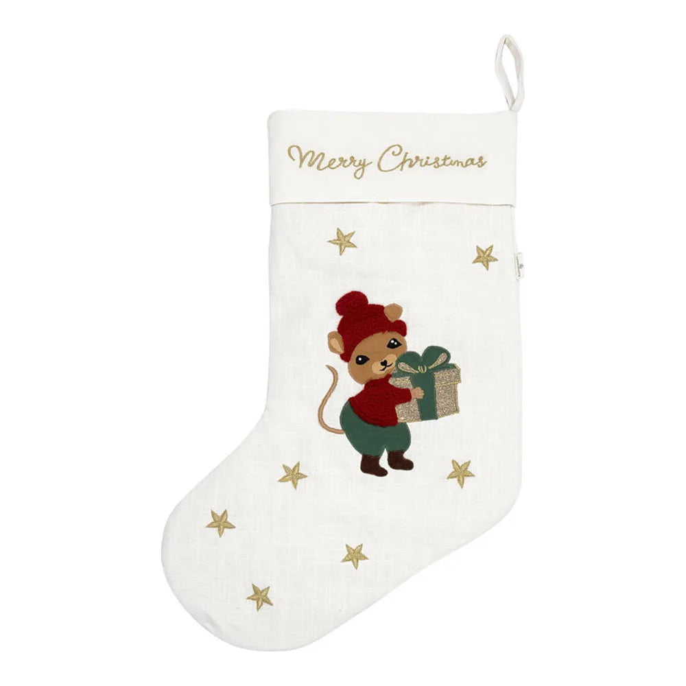 GreenGate - Joanni Weihnachtsstrumpf Stern weiß mit Stickerei