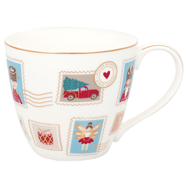 GreenGate - Xmas letter Henkeltasse White
