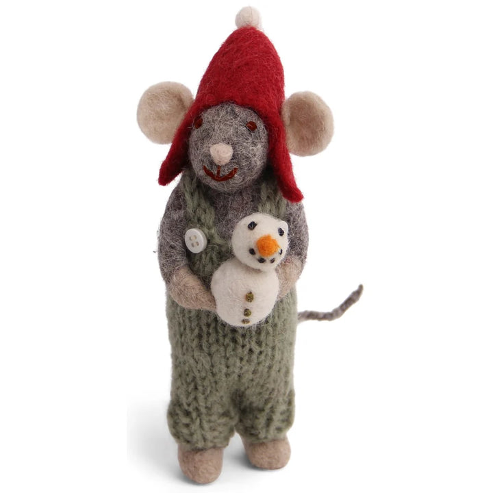 Gry & Sif – Kleine graue Jungenmaus mit Schneemann