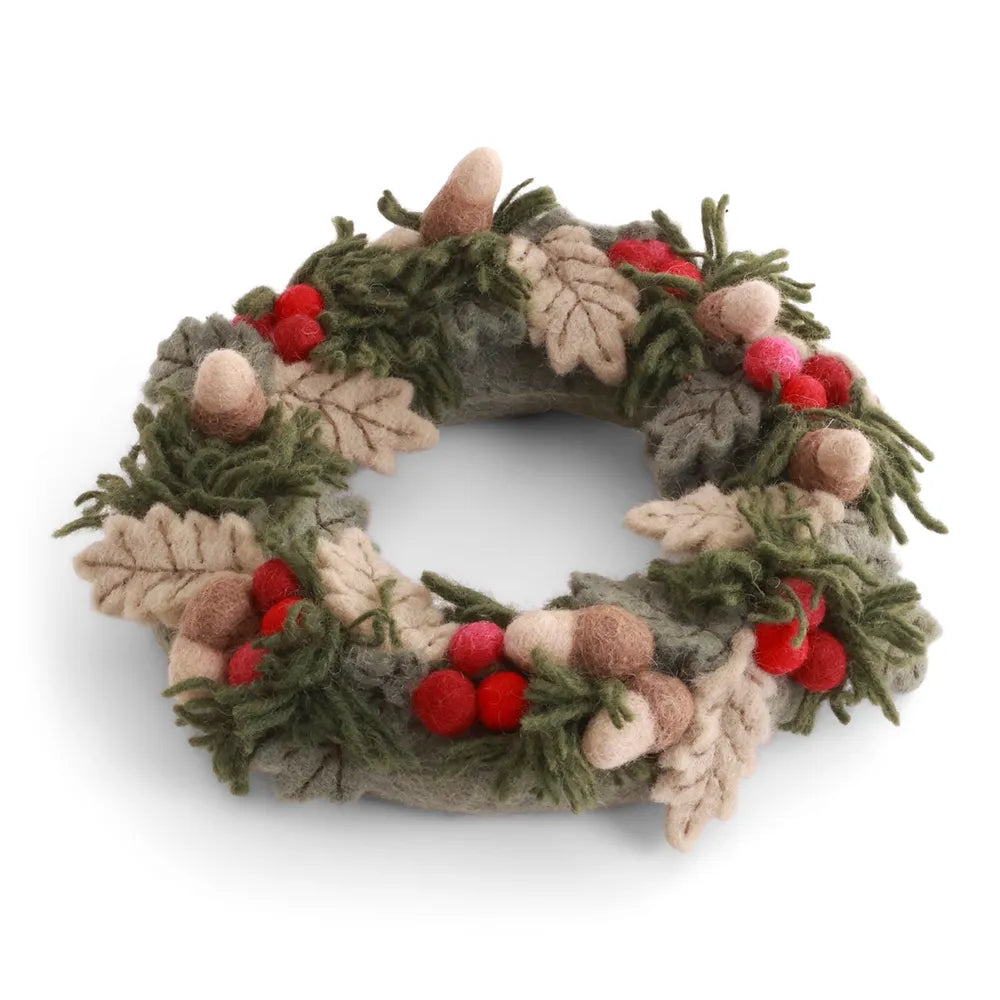 Gry & Sif Dekokranz Weihnachtskranz Filz Beeren Grün